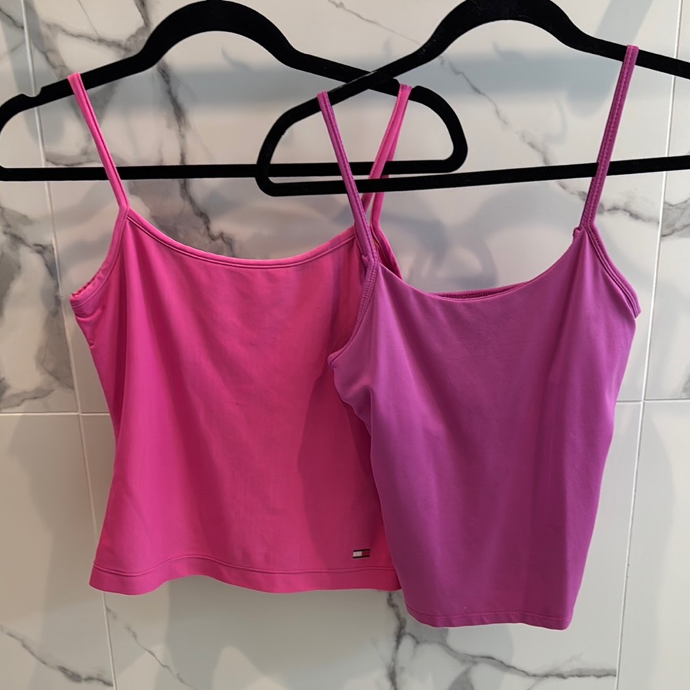 Lot of 2 Silky Pink&Purple Sleeveless Crop Camisole
